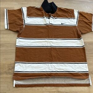 Nike Men's Brown Striped Polo Shirt